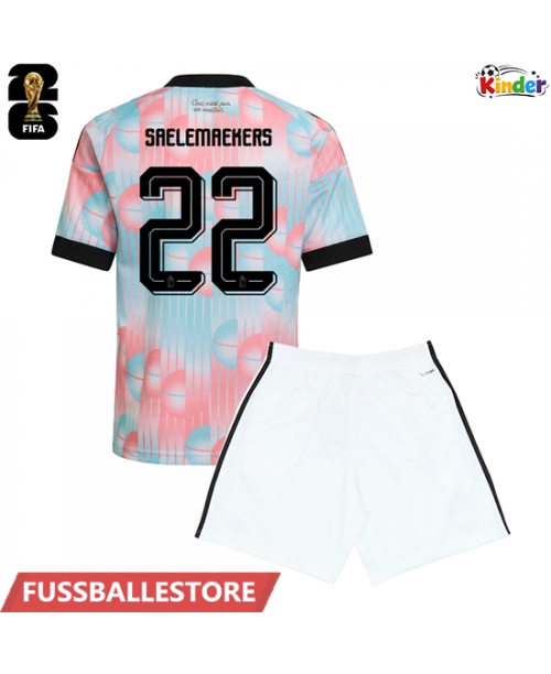 Günstige Belgien Alexis Saelemaekers #22 Auswärts Trikotsatzt Kinder WM 2026 Kurzarm (+ Kurze Hosen)